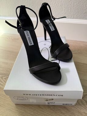 Steve Madden Black Strappy Stiletto Sandals